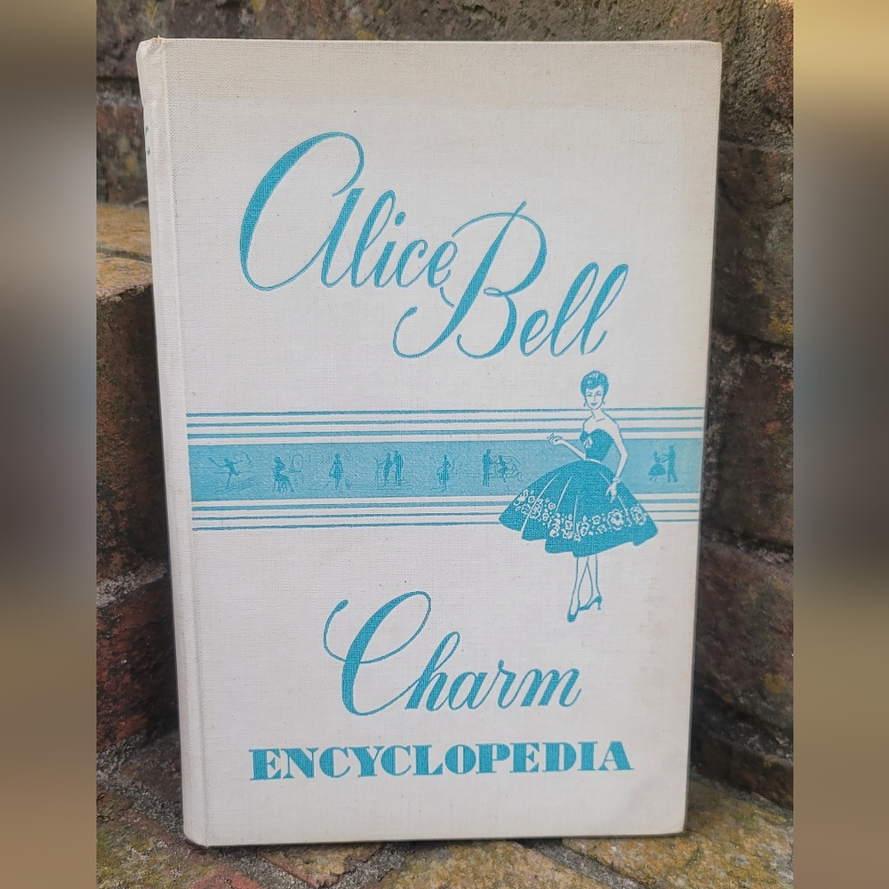 Alice Bell Charm Encyclopedia Book Vintage Blue Dress Illustration